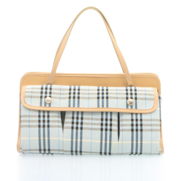 BURBERRY Blue Label Nova Check Hand Bag Canvas Light Blue Auth ki1534 - Picture 13 of 16